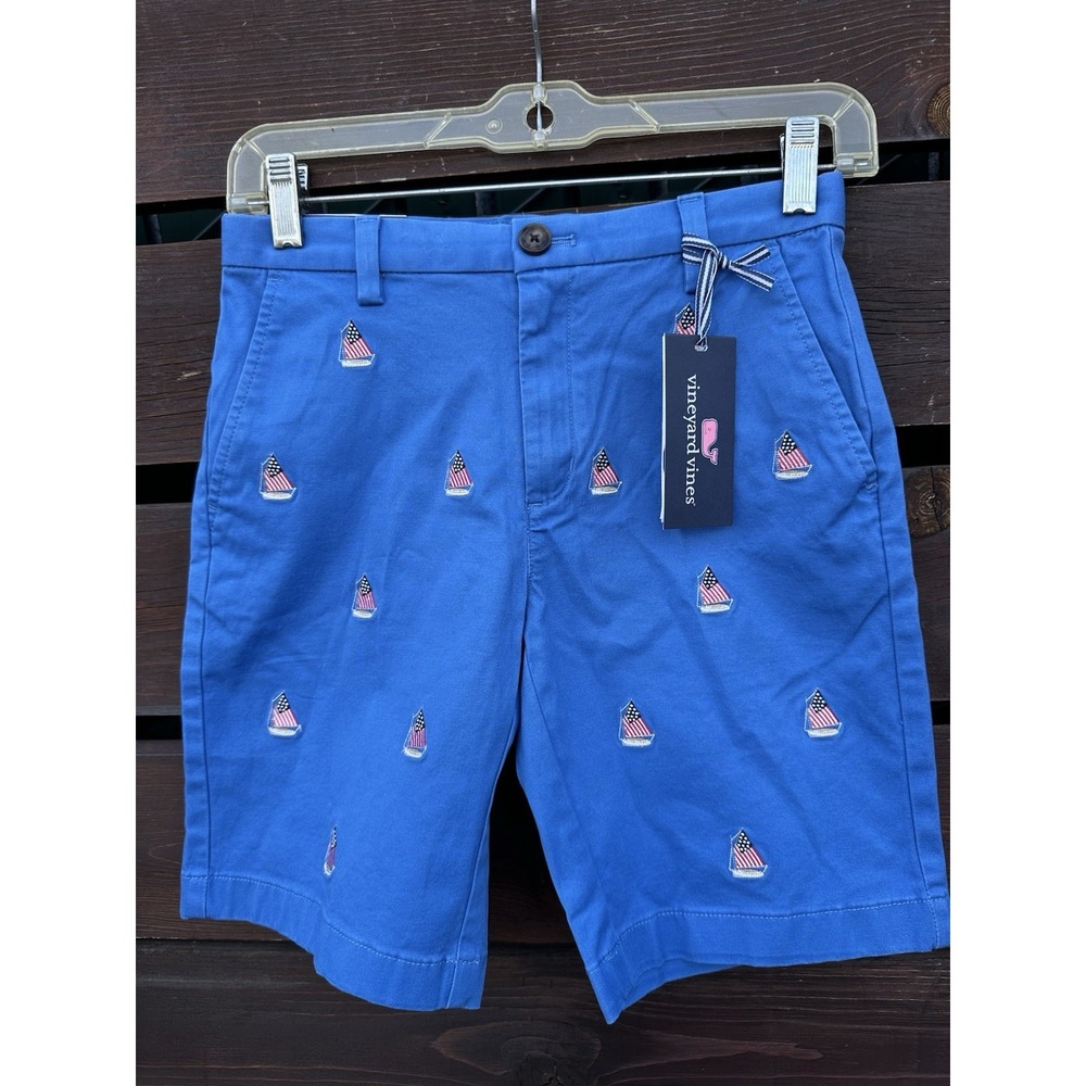 New Vineyard Vines Youth Boys Flag Sailboat Breaker Shorts Size 12 Reg $55